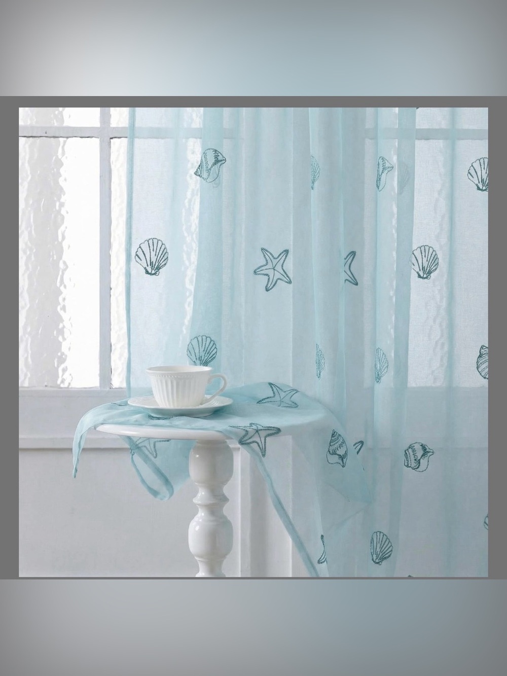 Panels Blue Ocean Sheer Curtains For Bedroom 84 Inch